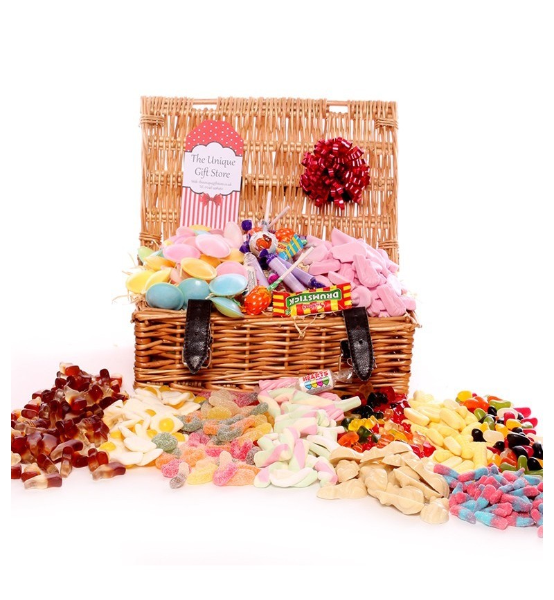Wicker Hamper Filled With Pick and Mix - Medium Wicker Hamper Filled With Pick and Mix - Medium