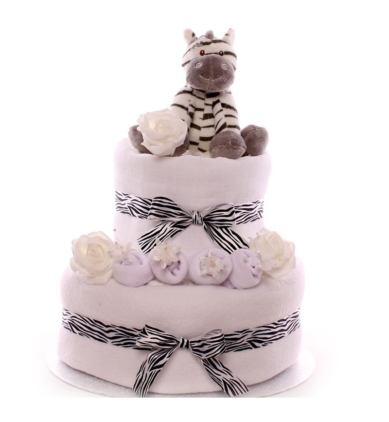 2 Tier Nappy Cake for a Baby Boy or Baby Girl.